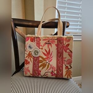 NWT Spartina 449 Fringe Box Tote Richnond Hill Cream Floral Tote